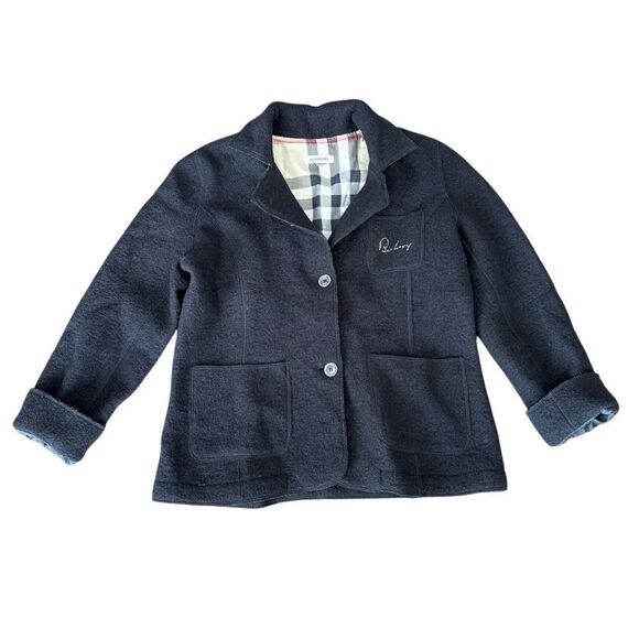 Burberry Jacket Coat Wool Button Black 12 Year/152 CM - Picture 1 of 10